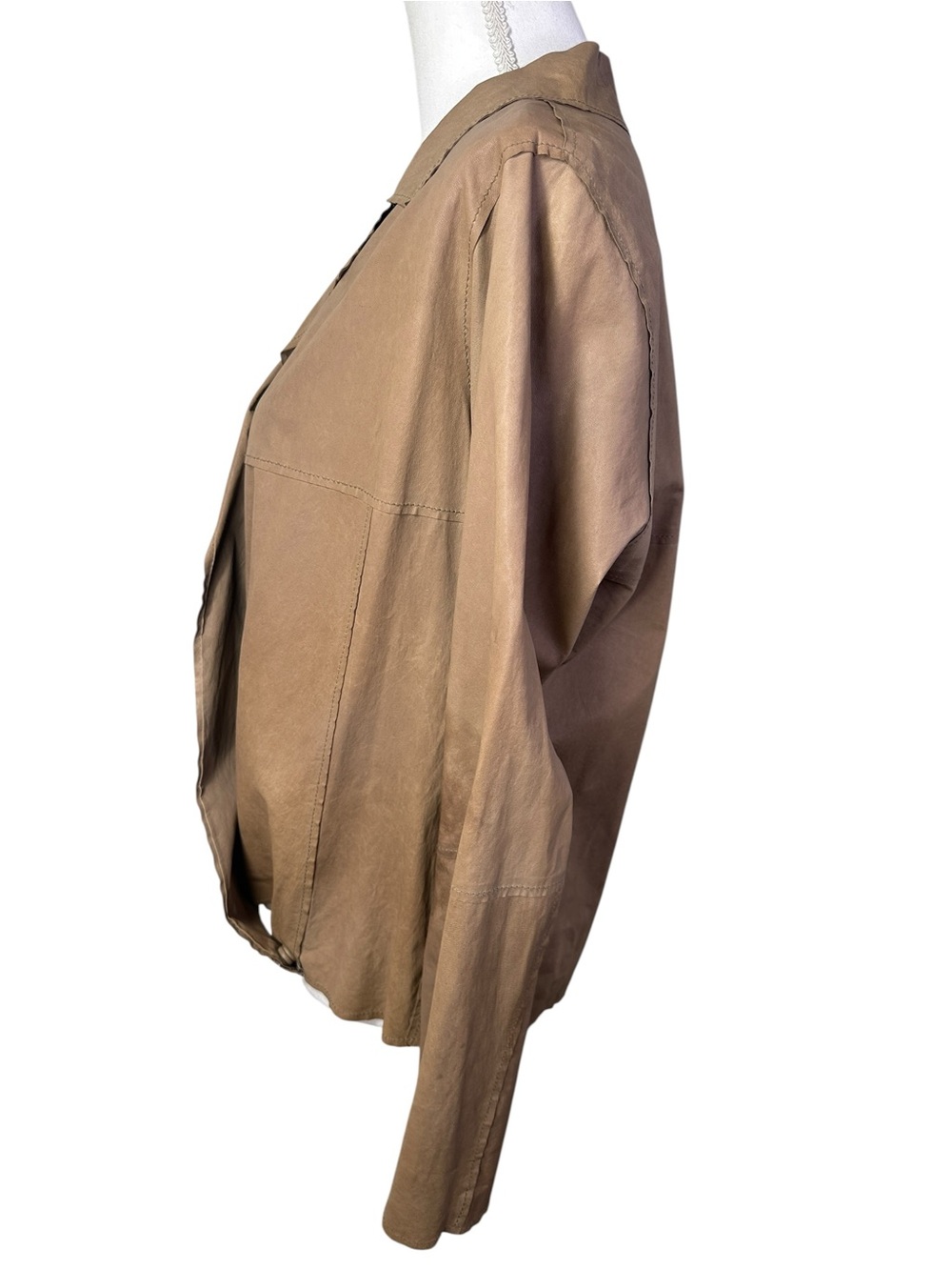 Annette Görtz Vibi 100% Lamb Leather Wrap Jacket Taupe EU 38 US 8 Germany - Picture 3 of 13